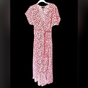 Bobeau Red and White Floral Dress